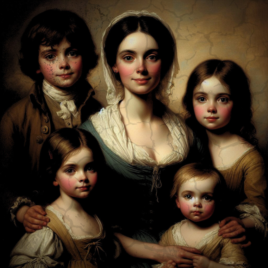 Oil Painting of the Beadle Family Annihilation Victims Connecticut 1782